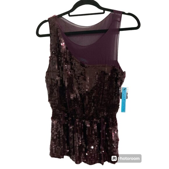 ALICE + OLIVIA Sequin Peplum Top Berry NWT size Small - Picture 3 of 13
